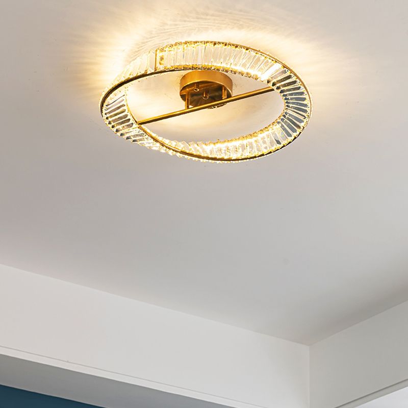 Plafonnier LED en cristal doré de style artistique moderne, montage encastré linéaire en métal galvanisé