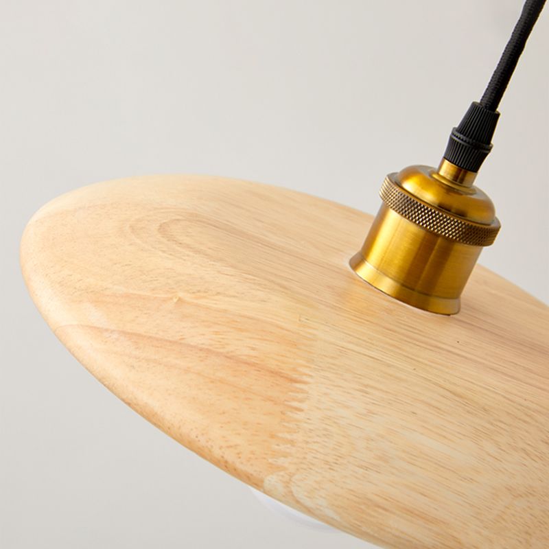 Wooden Circle Suspension Pendant Light Contemporary Style Wood Pendant Ceiling Light