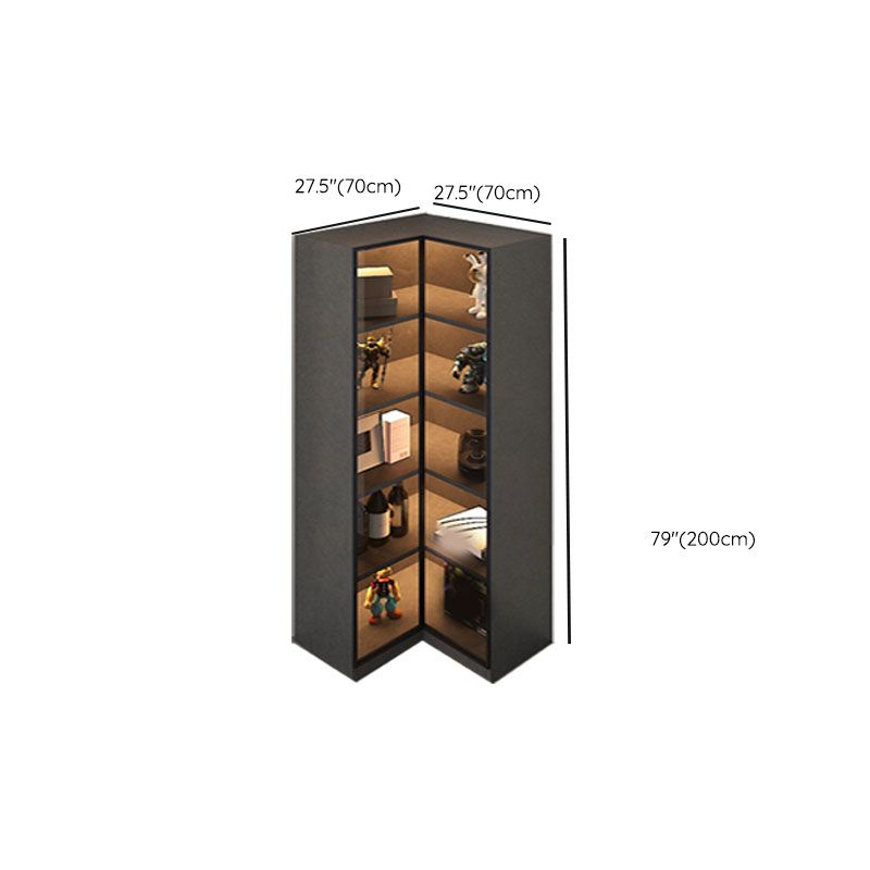 Corner Glass Paned Wood No Distressing Contemporary Accent Cabinet