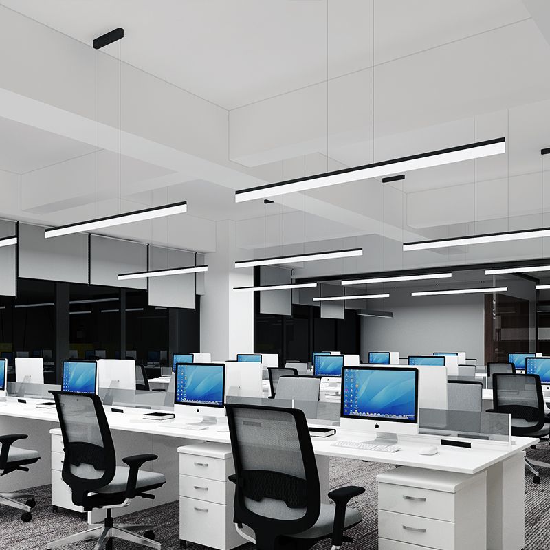 Black Aluminum Minimal Ceiling Lamp 1-Light LED Pendant Lighting Fixture for Office