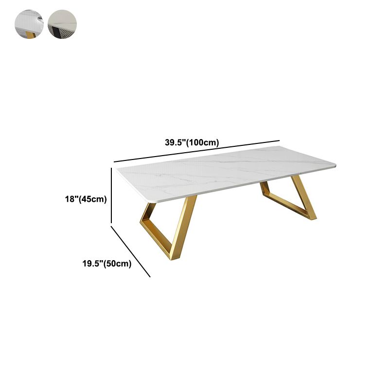 17.7"Tall Sled Metal Base Rectangular Slate Table Top Coffee Table