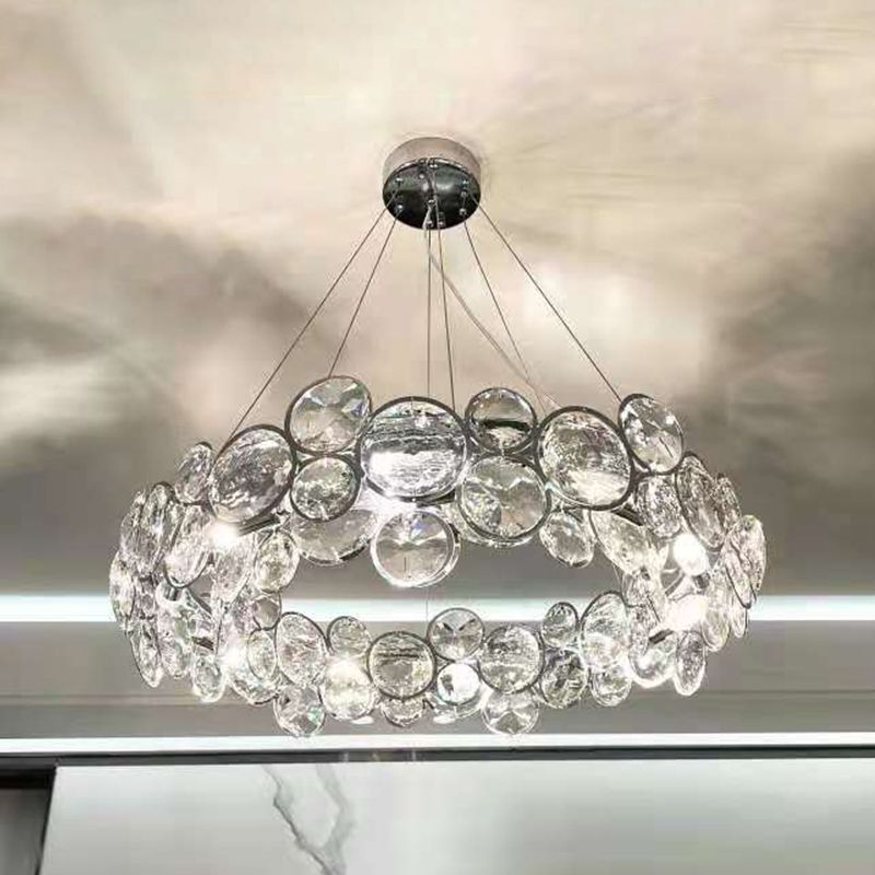 Modern Style Hanging Lights Round Crystal LED Chandelier for Living Room