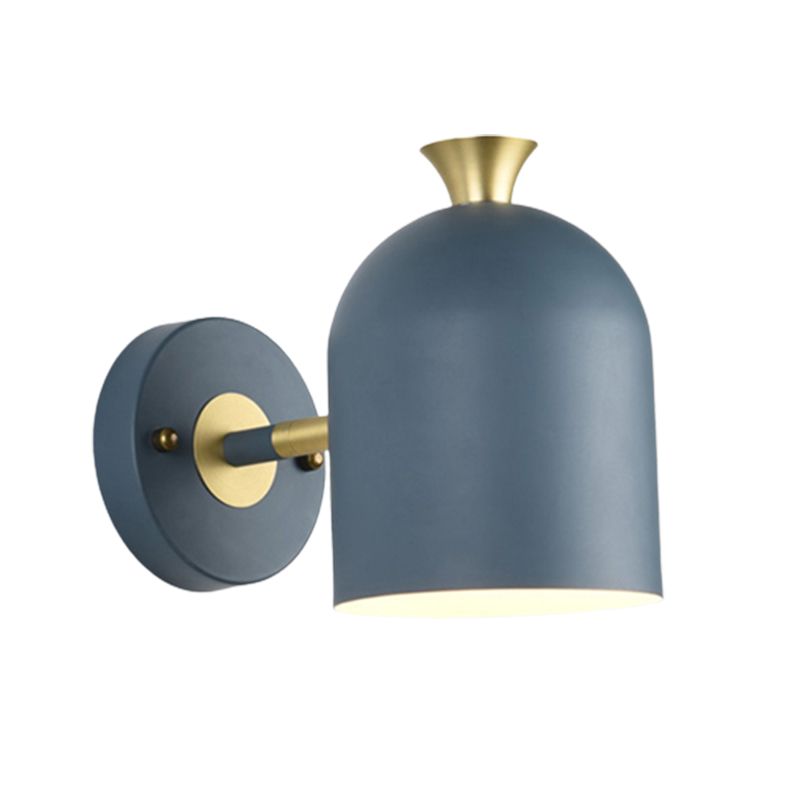 Macaron Style Wall Lamp 1-Light Wall Mount Lamp with Metal Shade for Bedroom