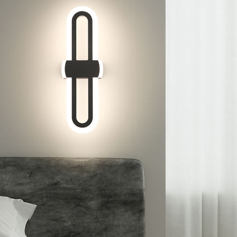 Cronique en métal simple contemporain Lumière murale à LED noire pour chambre à coucher