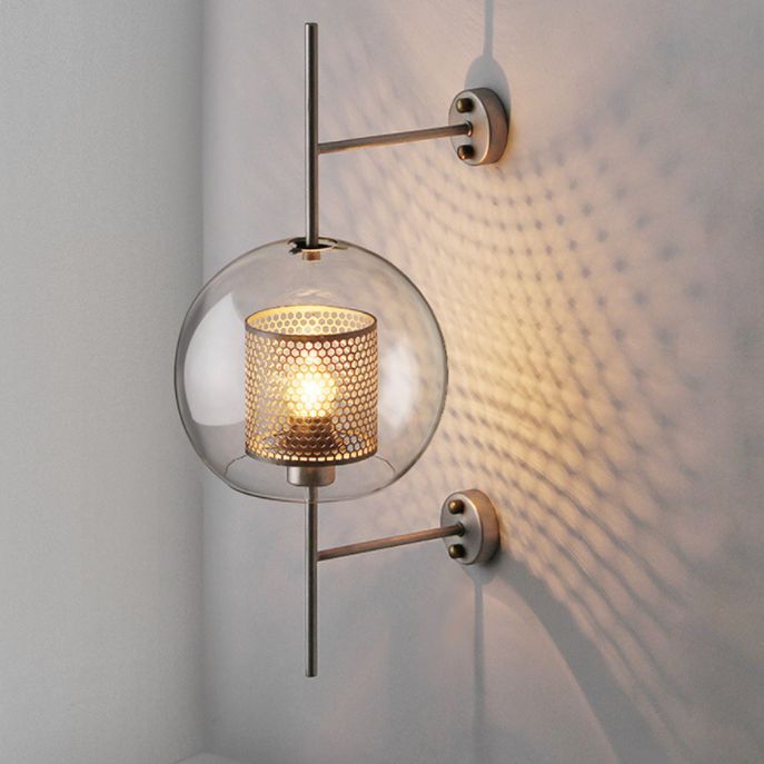 1 Licht industrielle klare Glaswandleuchte Goldwandlampe für Schlafzimmer