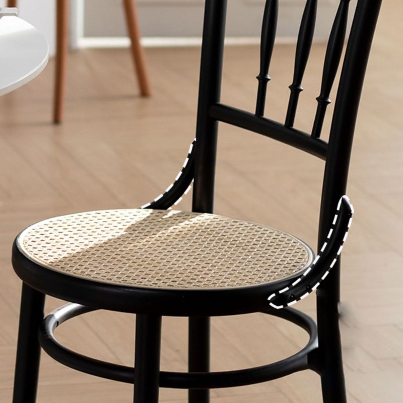 Industrial Style Side Chair Slat Back Solid Wood Dining Chair for Home