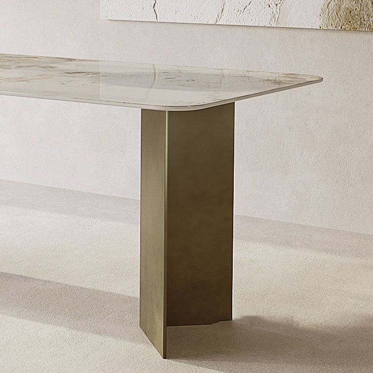 Sintered Stone Dining Table Set 1/5/7 Pcs Rectangle Dining Table and Linen Dining Chairs