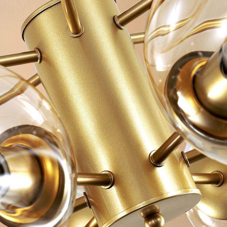 Starburst Chandelier Light Fixture Modern-Style Glass Living Room Ceiling Chandelier in Gold