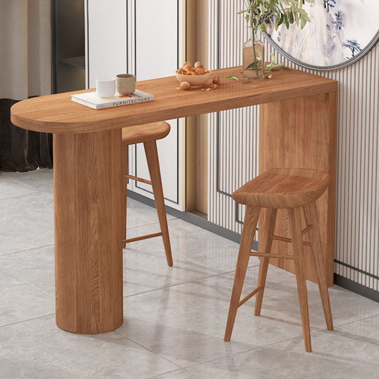 Specialty Pine Wood Top Bar Table Matte Finish Contemporary Pub Table