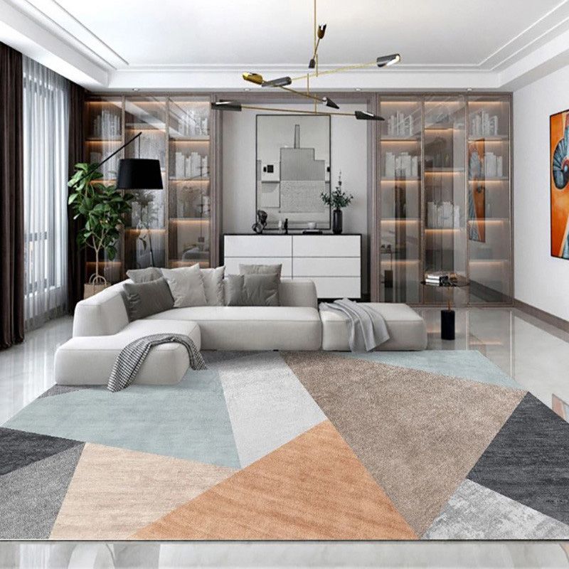Creative Geometry Print Area Rug Polyester Indoor Carpet Pet Friendly Rug for Home Decoration