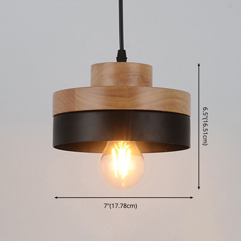 Minimalisme de style nordique 1-Light Hanging Light Geométrique en forme de suspension en bois pour chambre à coucher