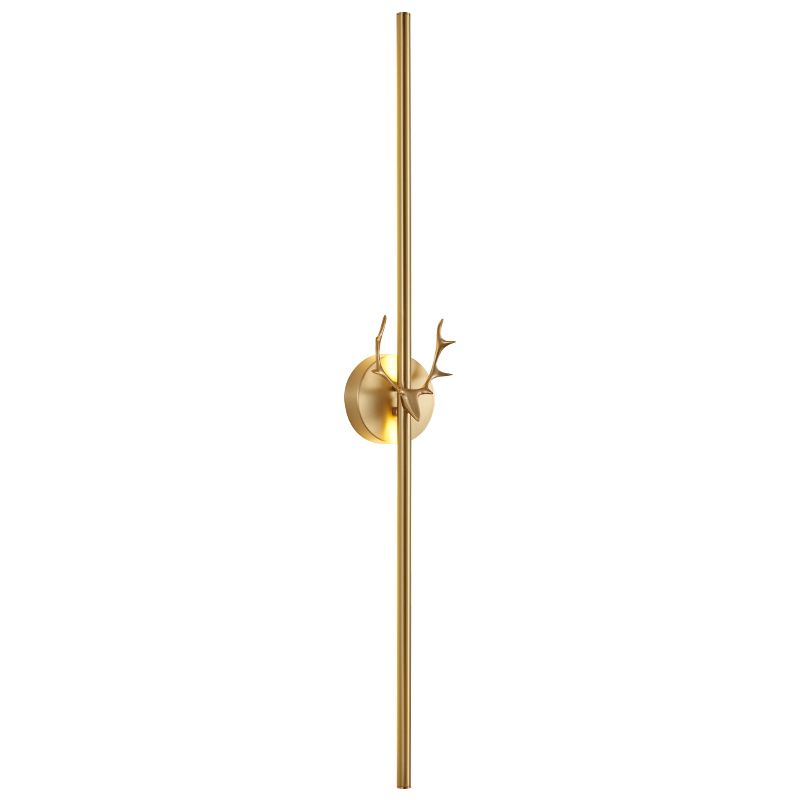 Nordic Gold Wall Light Straight Shape LED Wall Sconce with Brass for Living Room