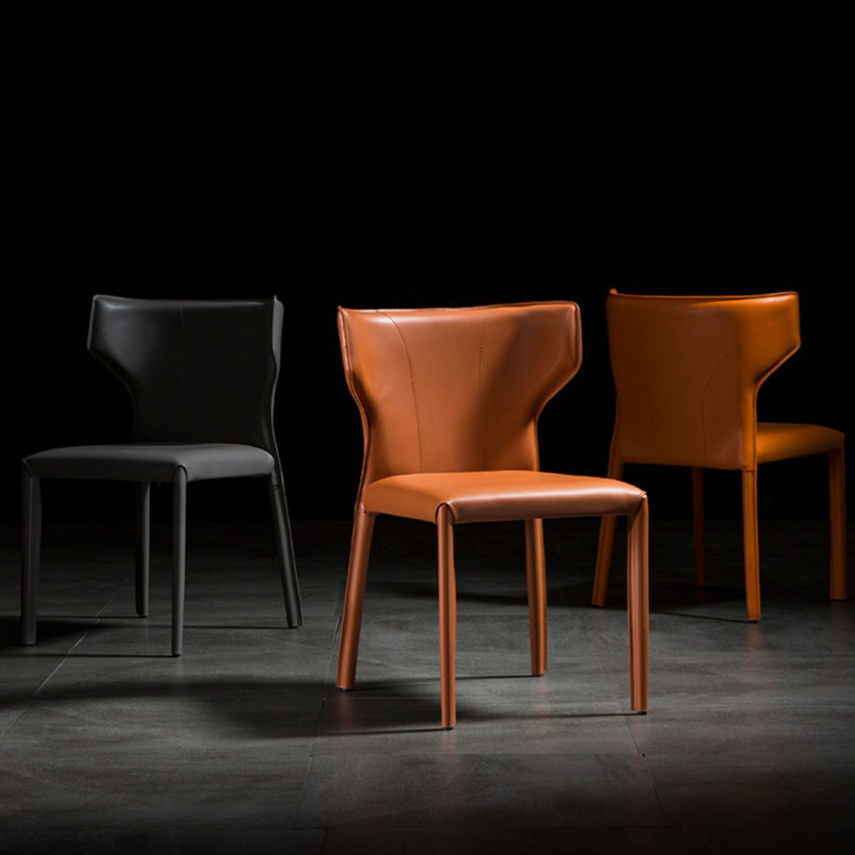 Modern Leather Dining Chair Wingback Dining Side Chair for Restaurant