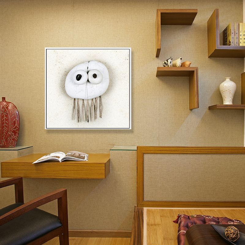 Soft Color Fish Pattern Canvas Textured Wall Print for Kids Bedroom, Multiple Sizes