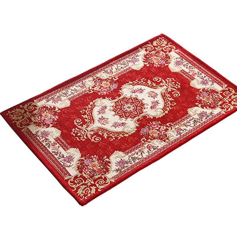 Vintage-Teppich mit Pfingstrosen-Aufdruck, mehrfarbiger Synthetik-Teppich, waschbar, haustierfreundlich, rutschfester Teppich für die Tür