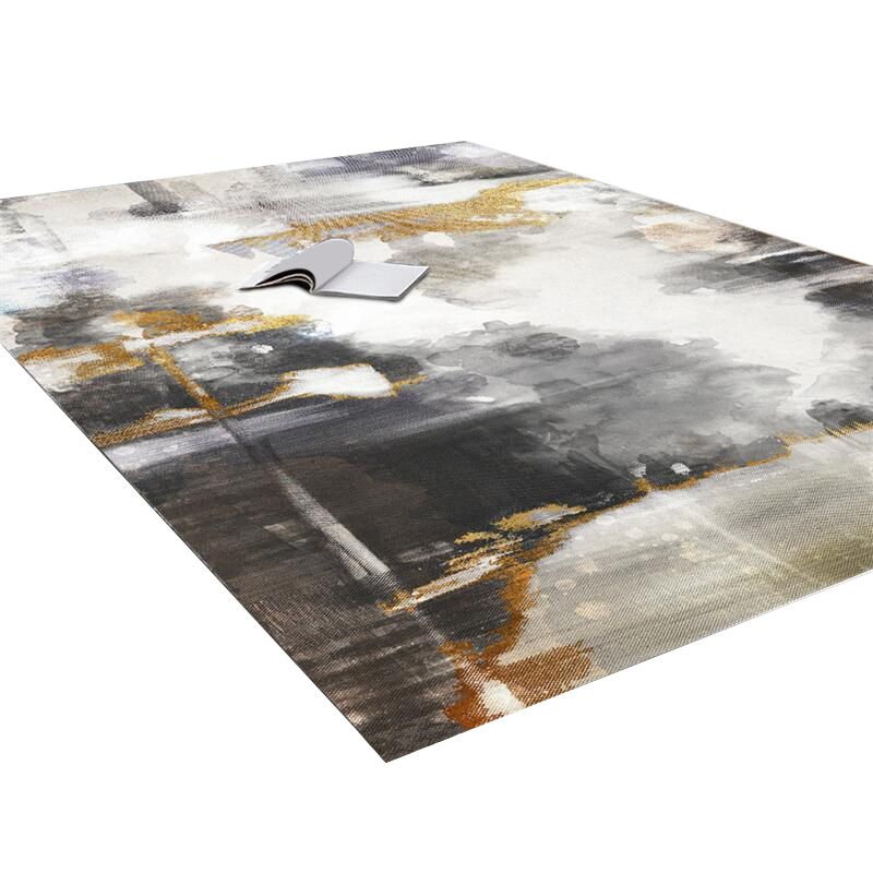 Modern Graphic Carpet Gold Polyester Area Carpet Washable Carpet for Home Decor