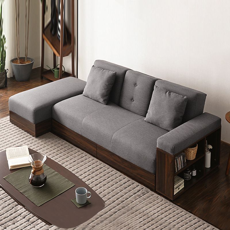 Farmhouse 82.68"L 3-Seat Tight Back Sectional One Arm Sofa Bed with Storage