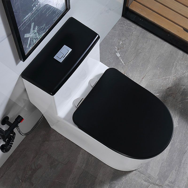 Floor Mount Toilet Black and White Toilet with Siphon Jet Water-saving Function