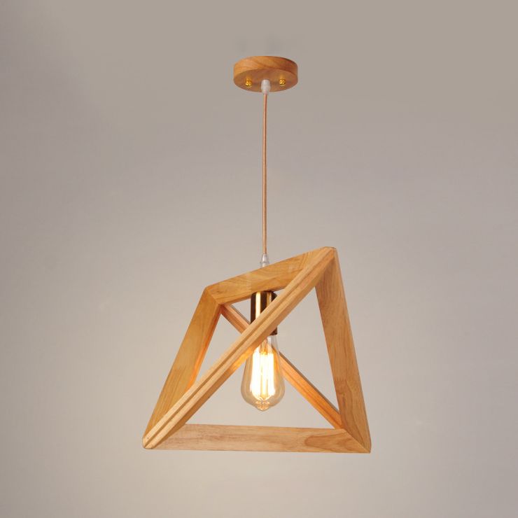 One Head Modern Wood Frame Pendant Light Bedroom Living Room Dining Room Pendant