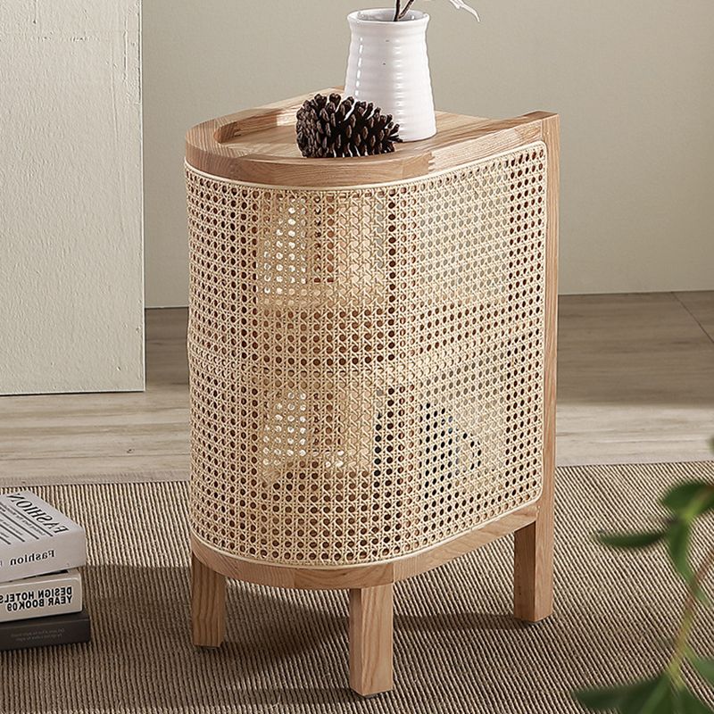 15" Wide Side Table 4 Legs Solid Wood Accent Side Table with Storage