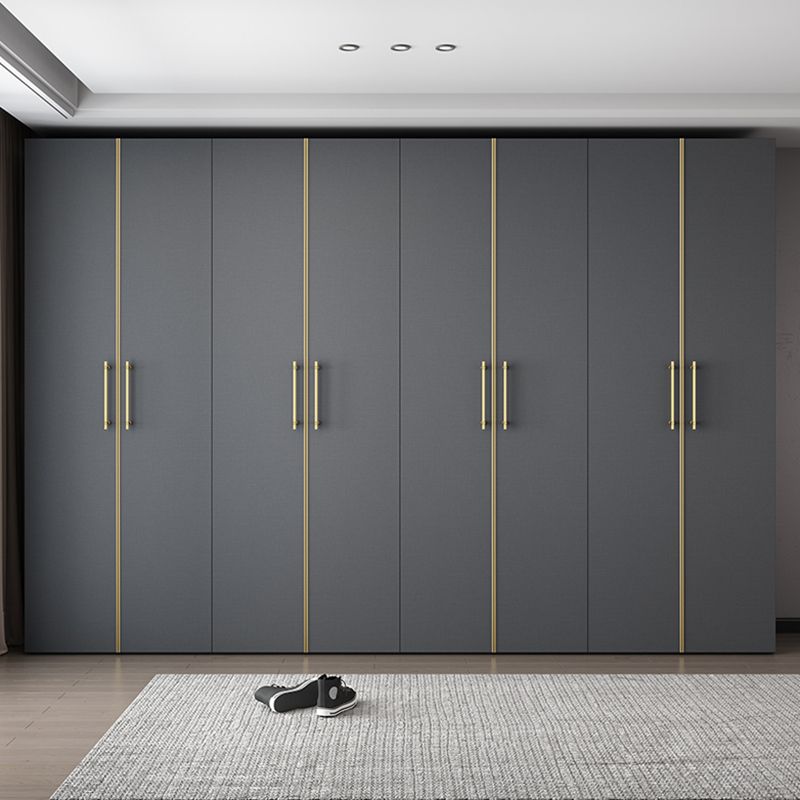 Modern Wardrobe Closet Grey Engineered Wood Wardrobe Cabinet