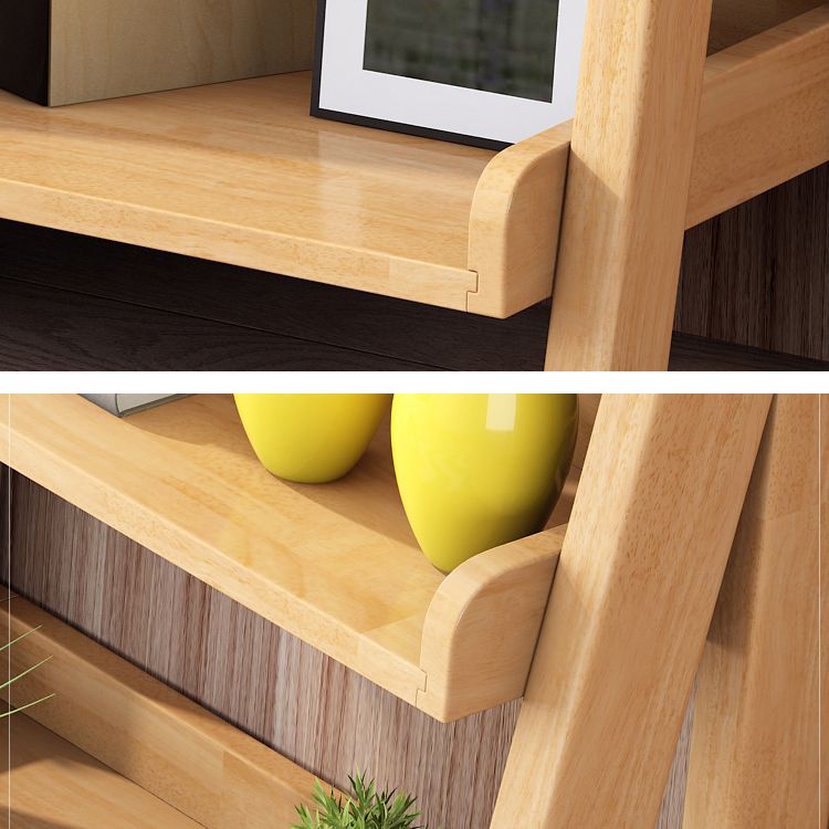 Contemporary Style Ladder Bookcase Wooden Vertical Book Shelf