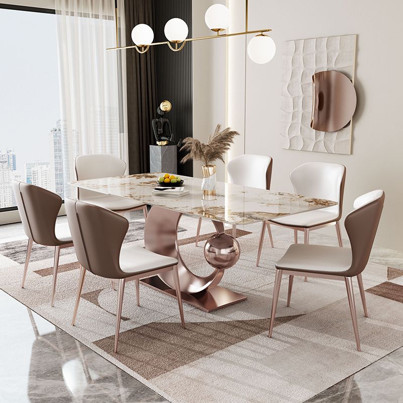 Luxurious Sintered Stone Top Dining Set Rectangle 1/4/5/7/9 Pieces Dining Room Table Set