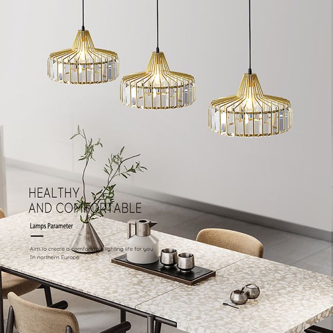 Crystal Drum Pendant Ceiling Light Simplicity Hanging Ceiling Light for Dinning Room