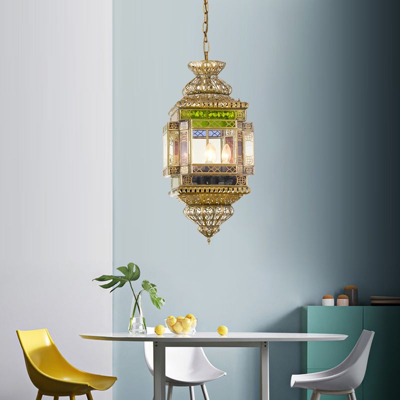 Cutout Restaurant Pendant Chandelier Arab Metal 3 Lights Brass Hanging Light Fixture