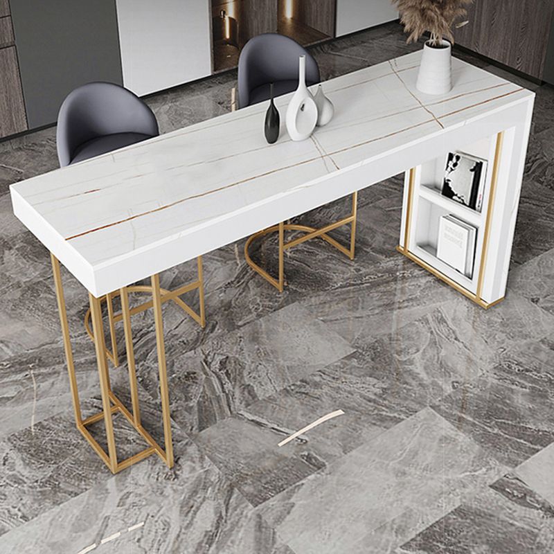 Glam Style Rectangle Bar Table 1/2/3 Pieces Stone Bar Table Set for Kitchen