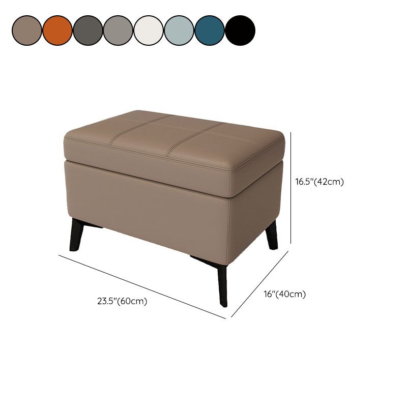 Modern Leather Storage Ottomans Rectangle Storage Ottomans with 4 Legs