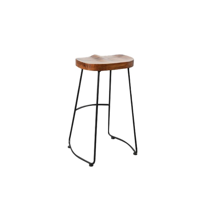 Contemporary Armless Bar Stools Solid Wood Barstool with Footrest