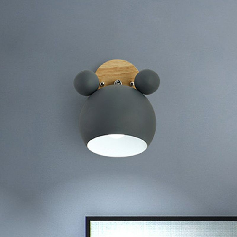 Bear Head Bedroom Wall Mount Light Metallic Single Minimalistic Wall Sconce Light