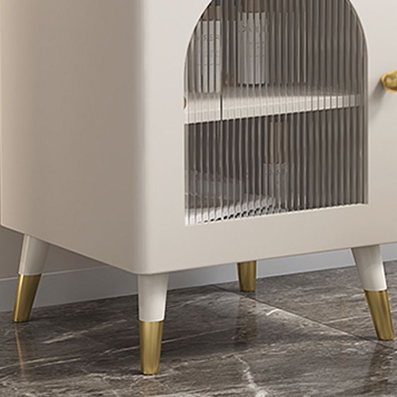 Contemporary Metal Vanity with Glass Accent Vanity Set with Stool