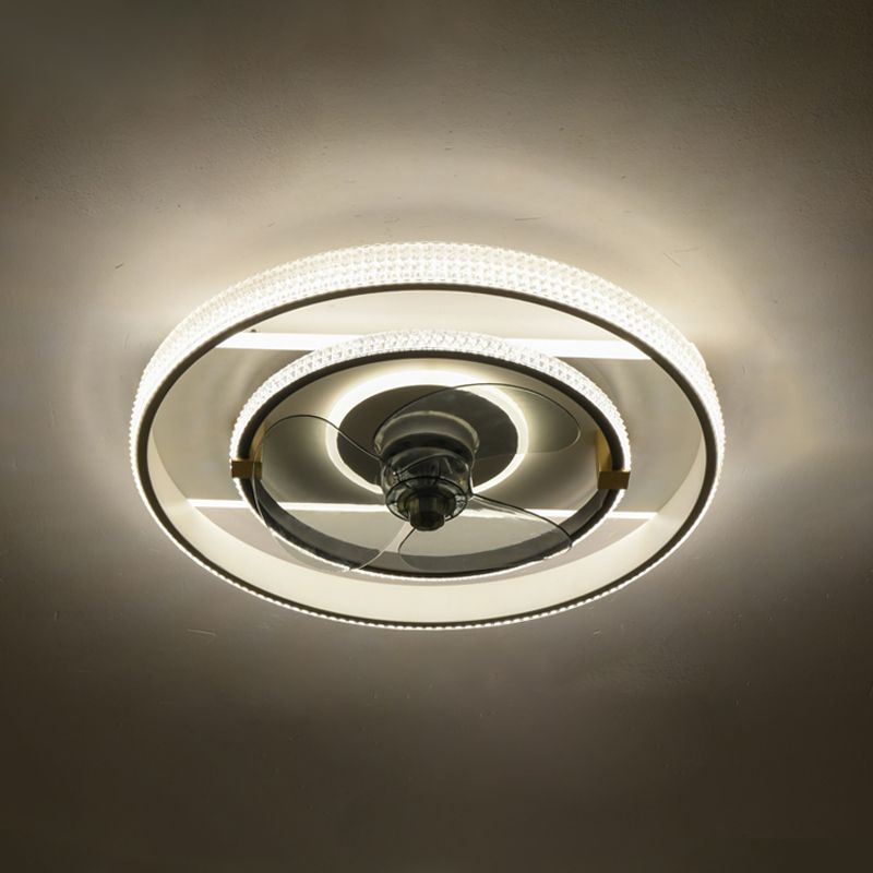 Weiße Kreis Deckenventilator Lampe Minimalistische Acryl -LED Semi Flush Mount Deckenleuchte