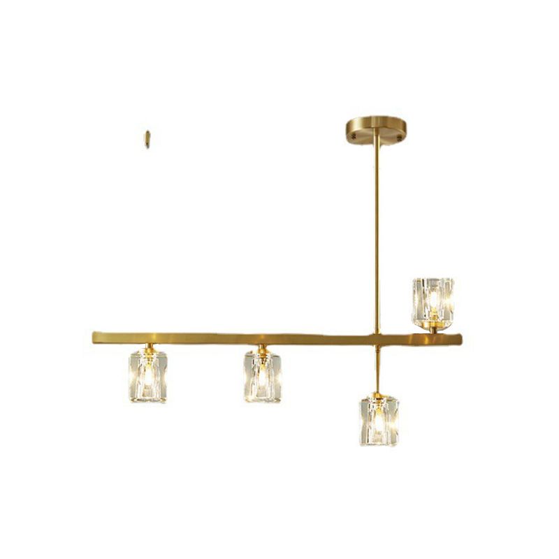 Post-Modern Hanging Light Crystal Island Light Fixture with Shade for Dining Table