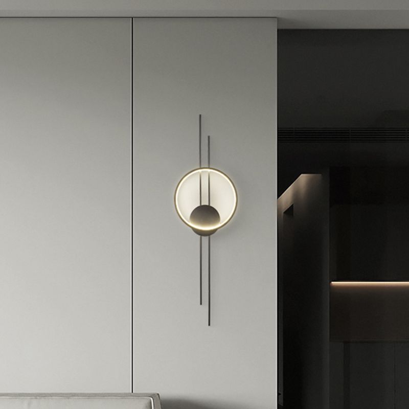 Single Contemporary Golden/Black Wall Mounted Sconce LED Linear Wall Light for Hallways