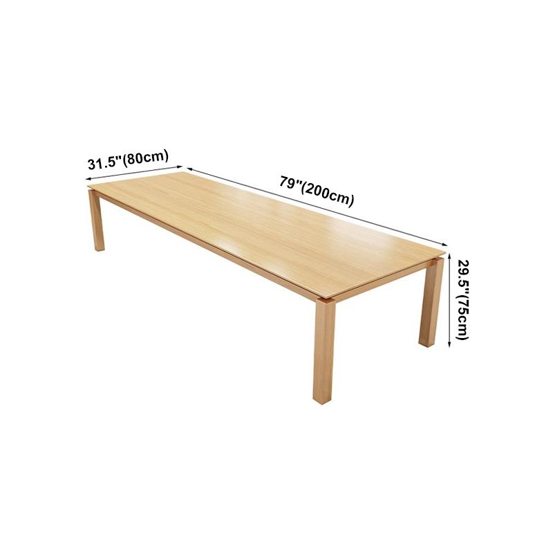 Rectangle Modern Table Solid Wood Fixed Dining Table with 4 Legs