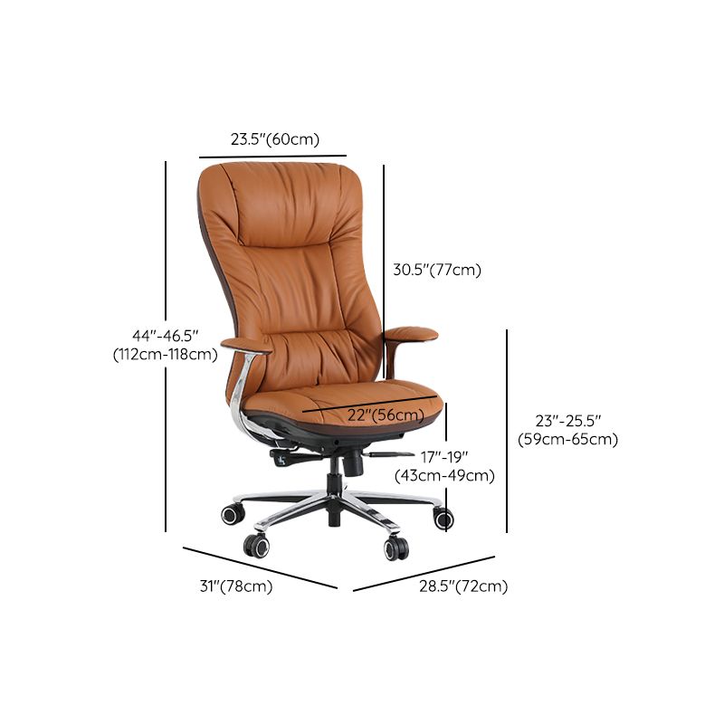 Padded Arms Desk Chair No Distressing Leather Ergonomic Chair with Wheels