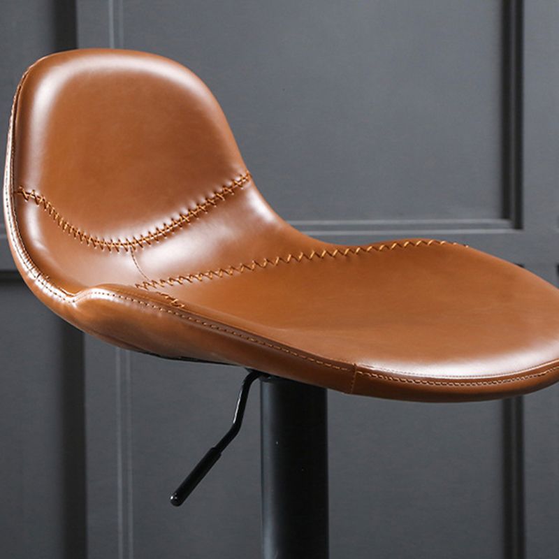Modern Adjustable Height Barstool Faux Leather Swivel Bar Stools