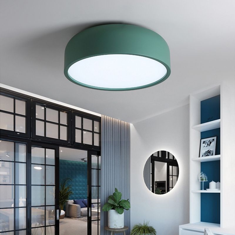 1 Head Macaron Ceiling Light Iron Material Acrylic White Light Living Room Flush Mount Lighting