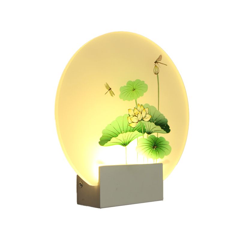 Round Shape Metal Wall Lighting Idea Kids Style 1 Light Wall Light Fixture in White