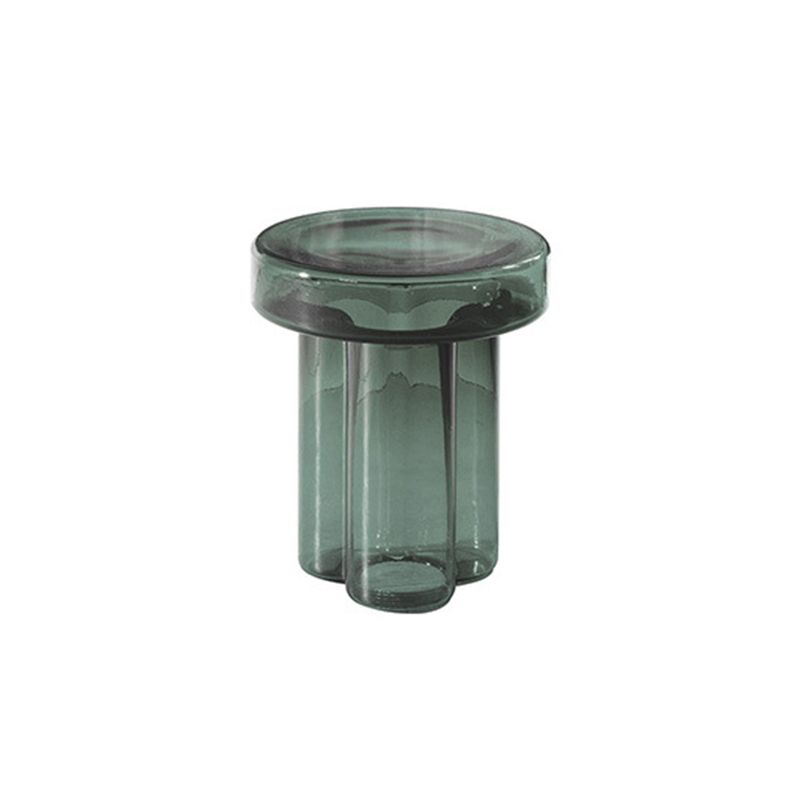 Modern Glass Coffee Table with Round Top and One Foot for Living Room
