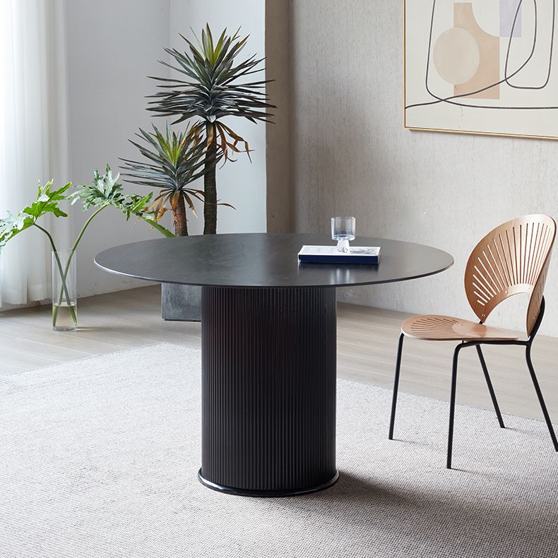 Sintered Stone Top Round Table for Restaurant Modern Kitchen Table with Pedestal Base