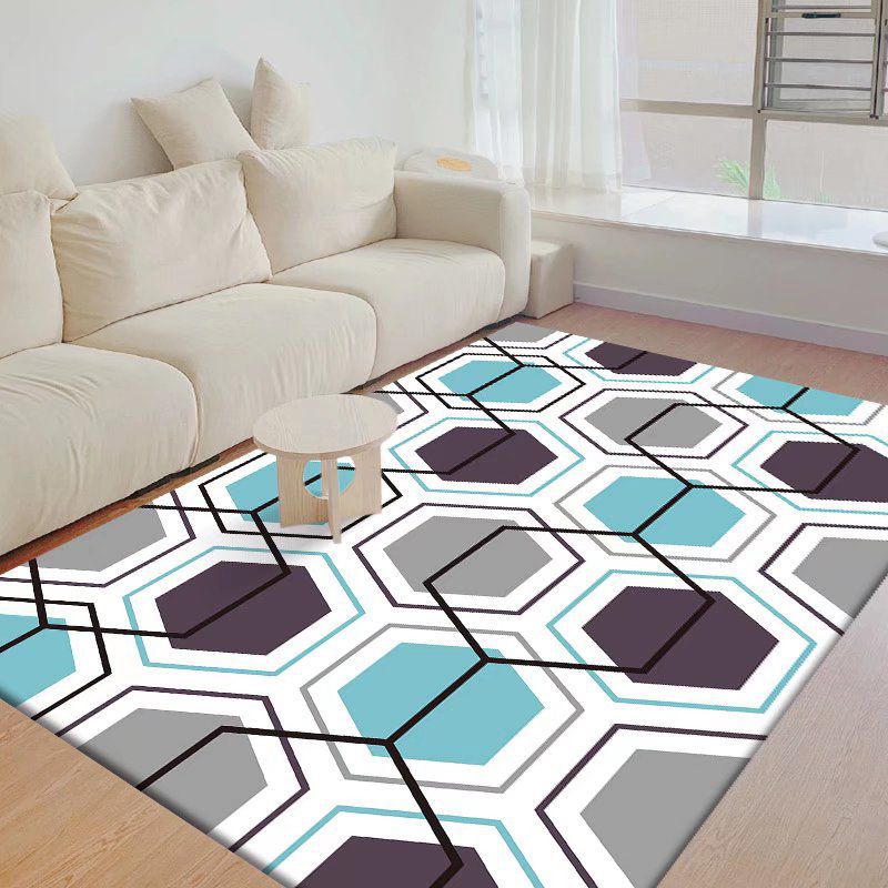 Modern Nordic Rug Polyester Geometry Area Rug Stain Resistant Rug for Living Room