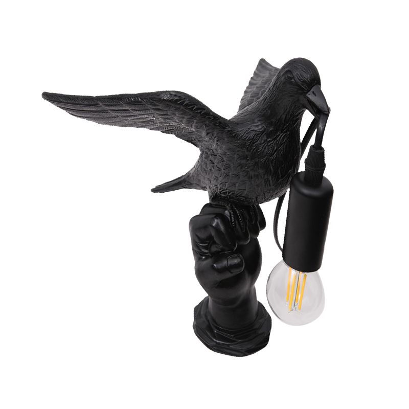 Nordic Style Bird Shaped Desk Light 1 Light Resin Night Table Lamp in White/Black for Bedroom