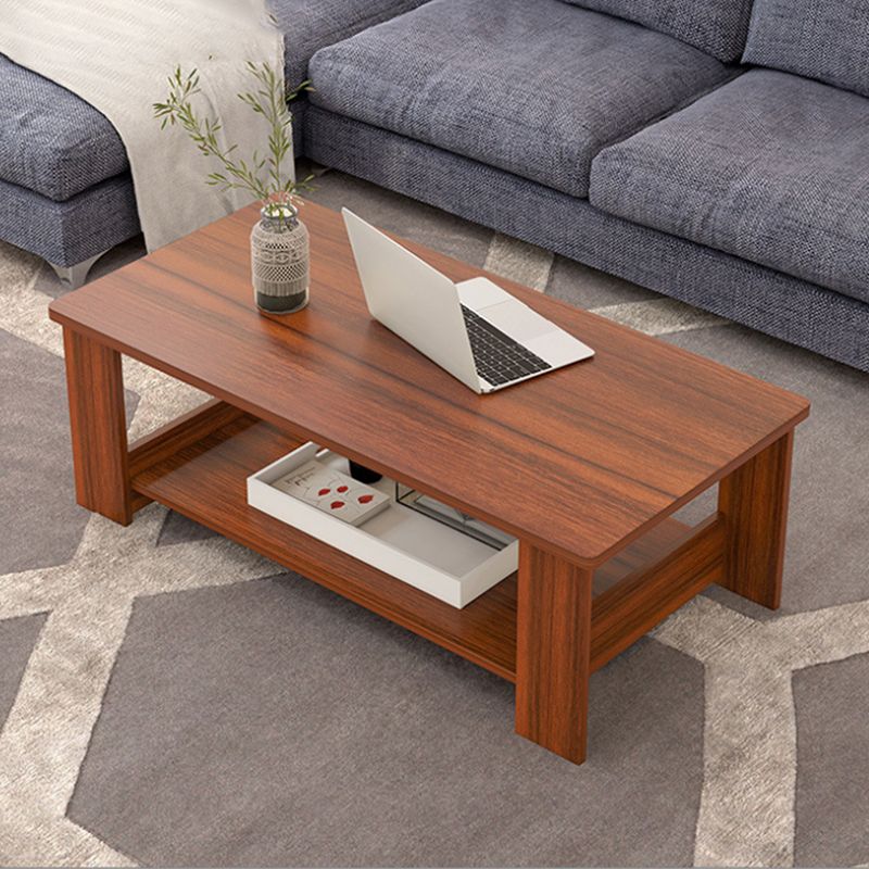 Contemporary Wooden with Storage Shelf Rectangular Single Coffee Table