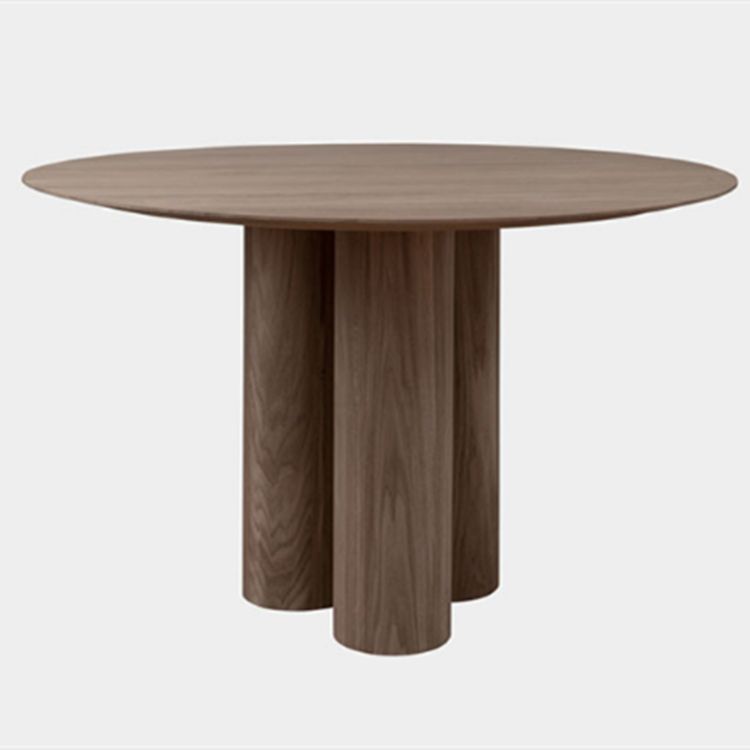 Round Simplicity Style Dining Table Fixed Table with Solid Wood