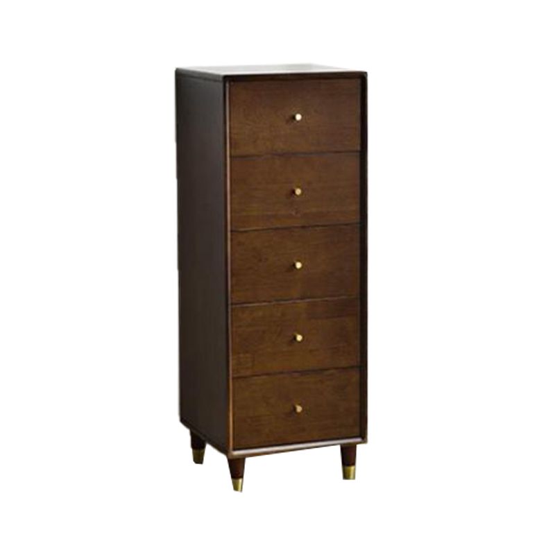 Modern Wooden Accent Chest 15.74" Wide Rubberwood Chest with 5 Drawers