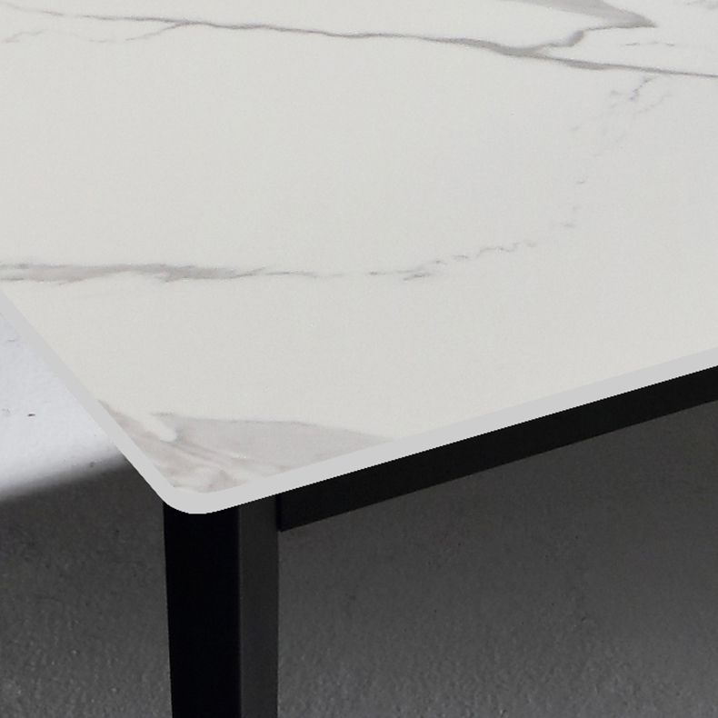 Mesa de comedor de piedra sinterizada industrial, resistente a los arañazos, mesa rectangular con base de 4 patas para el hogar